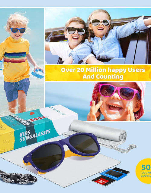Load image into Gallery viewer, Kids Sunglasses Polarized UV Protection Flexible Rubber Glasses Shades with Strap for Boys Girls RBK004
