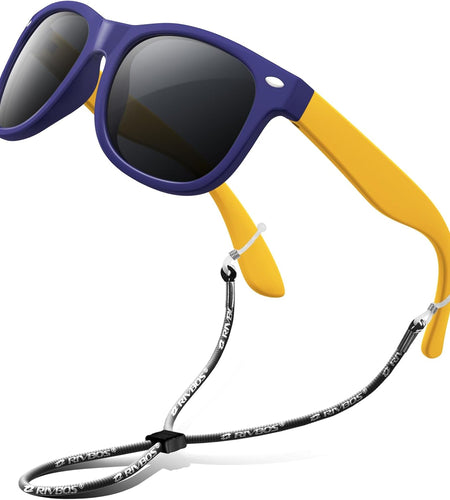Kids Sunglasses Polarized UV Protection Flexible Rubber Glasses Shades with Strap for Boys Girls RBK004