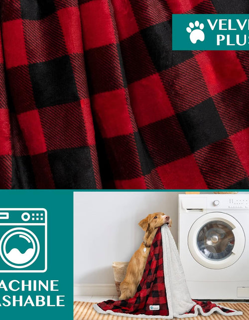 Load image into Gallery viewer, Dog Blanket for Medium Large Dogs, Pet Bed Blanket Cat Puppy Kitten, Fleece Furniture Couch Cover Protector Sofa Car, Soft Sherpa Dog Throw Plush Reversible Washable, 40X60 Checker Red
