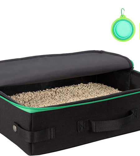 Portable Travel Litter Box for Easy Drive with Kitty and Cats. Lightweight, Sturdy, Leak-Proof, Collapsible