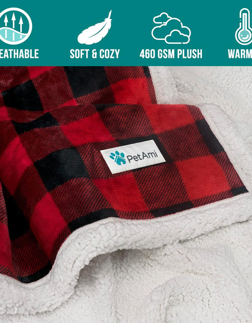 Load image into Gallery viewer, Dog Blanket for Medium Large Dogs, Pet Bed Blanket Cat Puppy Kitten, Fleece Furniture Couch Cover Protector Sofa Car, Soft Sherpa Dog Throw Plush Reversible Washable, 40X60 Checker Red
