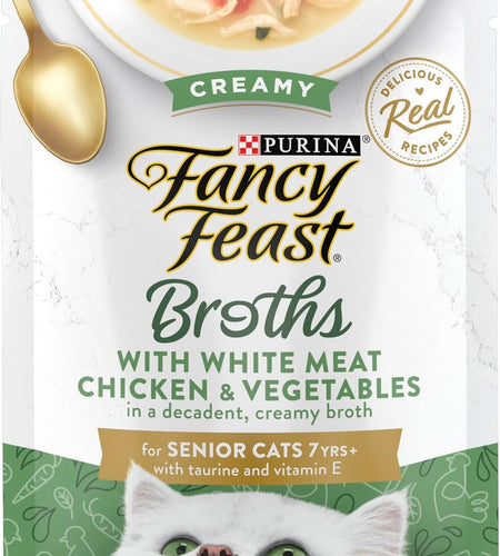 Purina  High Protein, Limited Ingredient Senior Wet Cat Food Complement, Broths Creamy with Chicken - (16) 1.4 Oz. Pouches