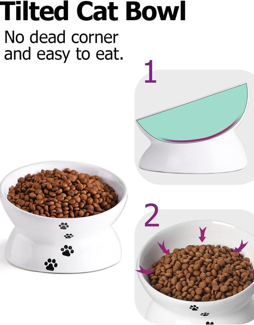 Load image into Gallery viewer, Cat Bowl anti Vomiting, Raised Cat Food Bowls, Tilted Elevated Cat Bowl, Ceramic Pet Food Bowl for Flat Faced Cats, Small Dogs, Protect Pet'S Spine, Dishwasher Safe
