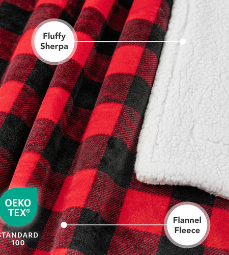 Dog Blanket for Medium Large Dogs, Pet Bed Blanket Cat Puppy Kitten, Fleece Furniture Couch Cover Protector Sofa Car, Soft Sherpa Dog Throw Plush Reversible Washable, 40X60 Checker Red