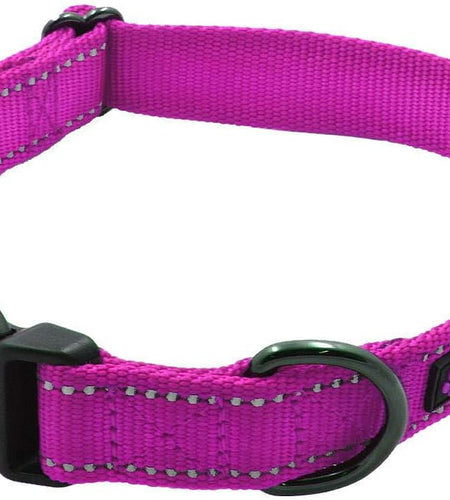 NEO Nylon Buckle Reflective Dog Collar - We Donate a Collar to a Dog Rescue for Every Collar Sold (Medium, Pink)