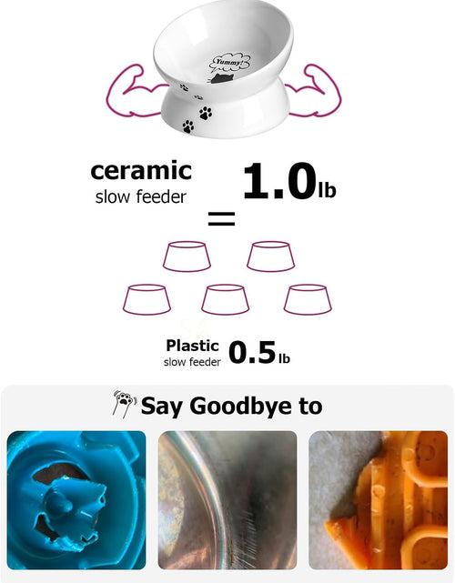 Load image into Gallery viewer, Cat Bowl anti Vomiting, Raised Cat Food Bowls, Tilted Elevated Cat Bowl, Ceramic Pet Food Bowl for Flat Faced Cats, Small Dogs, Protect Pet'S Spine, Dishwasher Safe
