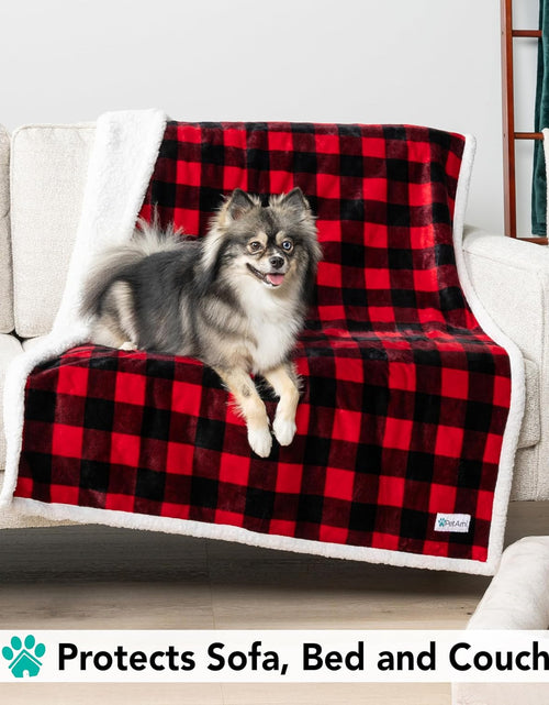 Load image into Gallery viewer, Dog Blanket for Medium Large Dogs, Pet Bed Blanket Cat Puppy Kitten, Fleece Furniture Couch Cover Protector Sofa Car, Soft Sherpa Dog Throw Plush Reversible Washable, 40X60 Checker Red
