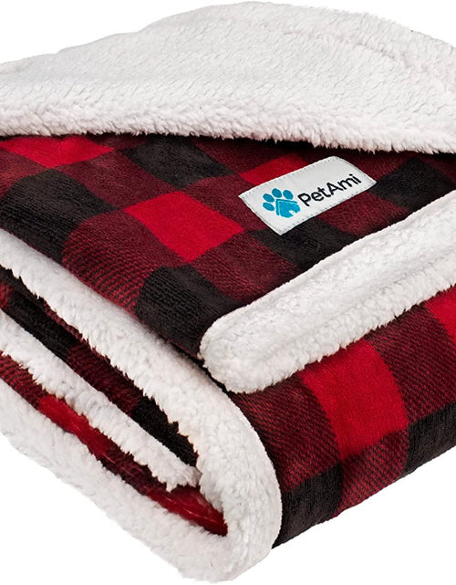 Load image into Gallery viewer, Dog Blanket for Medium Large Dogs, Pet Bed Blanket Cat Puppy Kitten, Fleece Furniture Couch Cover Protector Sofa Car, Soft Sherpa Dog Throw Plush Reversible Washable, 40X60 Checker Red
