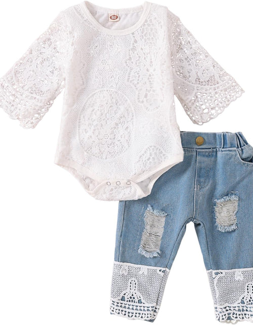 Load image into Gallery viewer, Baby Girl Clothes Outfits Toddler Infant Baby Romper Top+Jeans Clothing Set
