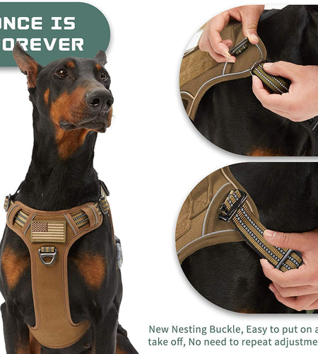 Tactical Dog Harness for Large Medium Small Dogs No Pull, Famous TIK Tok No Pull Dog Harness, Fit Smart Reflective Pet Walking Harness for Training, Adjustable Dog Vest Harness with Handle